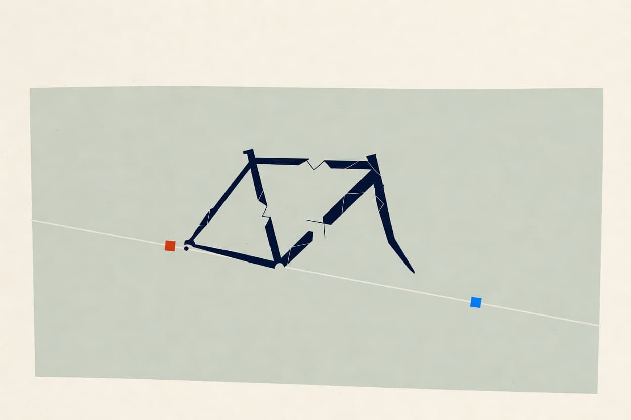 ველოსიპედის ჩარჩო გზაზე კრახის სიმბოლოდ.